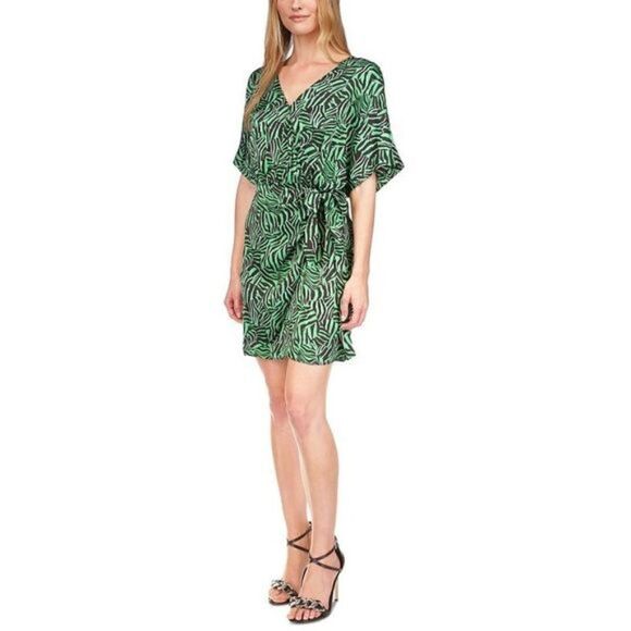 Michael Kors Zebra Tie Wrap Dress- Spring Green- Size XS- NWT - Picture 1 of 8